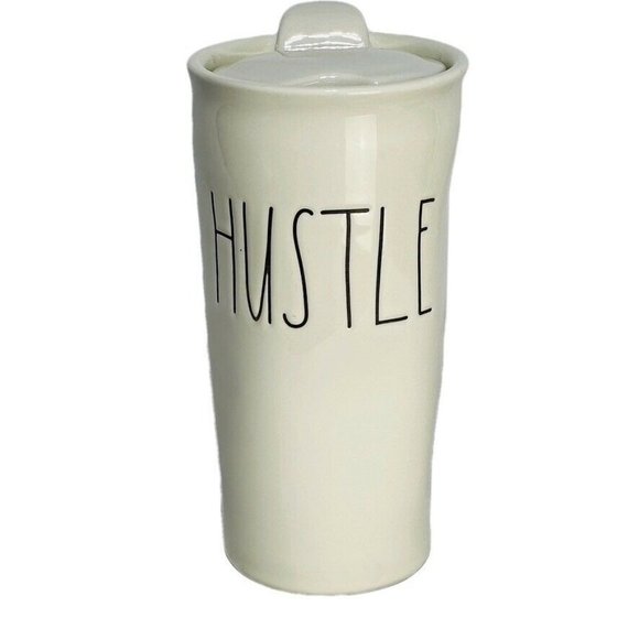 RAE DUNN ARTISAN COLLECTION by MAGENTA "HUSTLE" Travel Mug Covered Tumbler NEW - Picture 1 of 9
